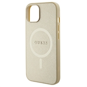 iPhone 15 Guess Saffiano Hybridikotelo - MagSafe-Yhteensopiva - Beige