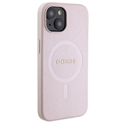 iPhone 15 Guess Saffiano Hybridikotelo - MagSafe-Yhteensopiva - Pinkki