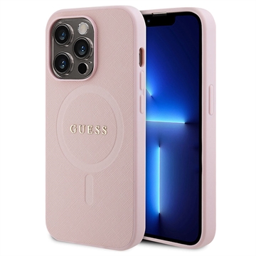 iPhone 15 Pro Max Guess Saffiano Hybridikotelo - MagSafe-Yhteensopiva - Pinkki