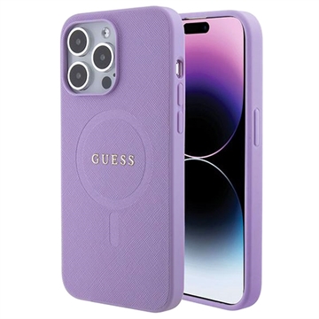 iPhone 15 Pro Max Guess Saffiano Hybridikotelo - MagSafe-Yhteensopiva - Violetti