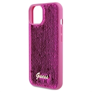 iPhone 15 Guess Sequin Script Logo Kotelo - Magenta