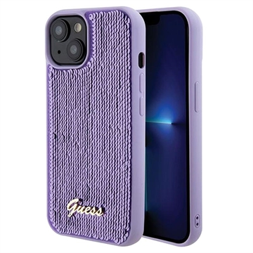 iPhone 15 Guess Sequin Script Logo Kotelo - Violetti