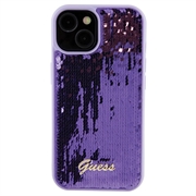 iPhone 15 Guess Sequin Script Logo Kotelo - Violetti