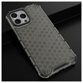 Honeycomb Armored iPhone 14 Pro Hybridikotelo - Musta