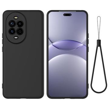 Huawei Nova 13 Pro Nestemäinen silikonikotelo käsihihnalla - Musta