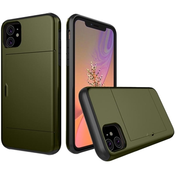 iPhone 11 Hybridikotelo Liukuvalla Korttipaikalla - Vert Armée