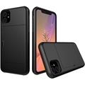 iPhone 11 Hybridikotelo Liukuvalla Korttipaikalla - Musta