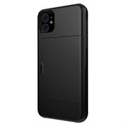 iPhone 11 Hybridikotelo Liukuvalla Korttipaikalla - Musta