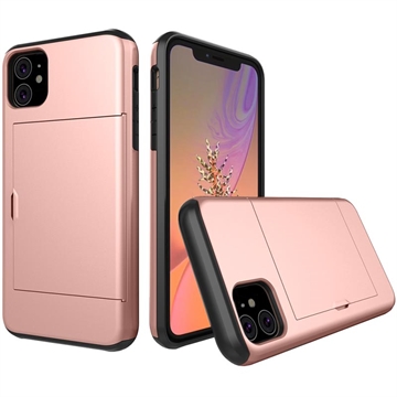 iPhone 11 Hybridikotelo Liukuvalla Korttipaikalla - Ruusukulta