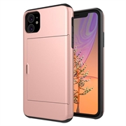 iPhone 11 Hybridikotelo Liukuvalla Korttipaikalla - Ruusukulta