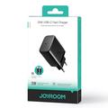 JOYROOM JR-TCF11 25W nopea seinälaturisarja USB-C - USB-C 60W 1m kaapelilla, EU-pistoke - musta