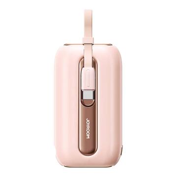 Joyroom JR-L012 Värikäs 10000mAh tehopankki - USB-C & Lightning-kaapeli, 22.5W - vaaleanpunainen väri