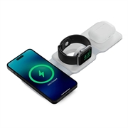 Ksix 3-in-1 taitettava langaton laturi 15W - iPhone, Apple Watch, AirPods - Valkoinen