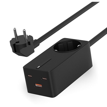 Ksix GaN 65W Moniporttinen Ultranopea Laturi - 2x USB-C, USB-A - musta