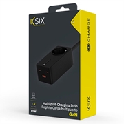 Ksix GaN 65W Moniporttinen Ultranopea Laturi - 2x USB-C, USB-A - musta