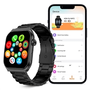 Ksix Olympo AMOLED älykello - ruostumaton teräs ja silikoniranneke (Avoin pakkaus - Erinomainen) - musta