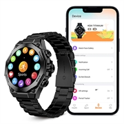 Ksix Titanium AMOLED älykello - ruostumaton teräs ja silikonihihna - musta