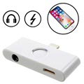 iPhone X Lightning & 3.5mm Audio Adapteri Kotipainikkeella - Hopea