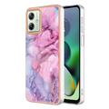 Motorola Moto G54 Marble Pattern Galvanoitu TPU-Suojakotelo - Sininen / Pinkki