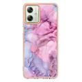 Motorola Moto G54 Marble Pattern Galvanoitu TPU-Suojakotelo - Sininen / Pinkki