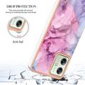 Motorola Moto G54 Marble Pattern Galvanoitu TPU-Suojakotelo - Sininen / Pinkki