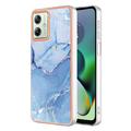 Motorola Moto G54 Marble Pattern Galvanoitu TPU-Suojakotelo - Sininen