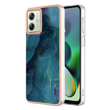 Motorola Moto G54 Marble Pattern Galvanoitu TPU-Suojakotelo - Vihreä