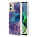 Motorola Moto G54 Marble Pattern Galvanoitu TPU-Suojakotelo - Violetti