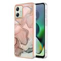 Motorola Moto G54 Marble Pattern Galvanoitu TPU-Suojakotelo - Pinkki