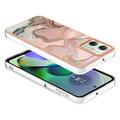 Motorola Moto G54 Marble Pattern Galvanoitu TPU-Suojakotelo - Pinkki