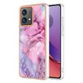 Motorola Moto G84 Marble Pattern Galvanoitu TPU-Suojakotelo - Sininen / Pinkki