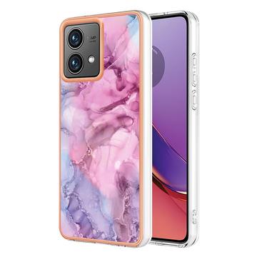 Motorola Moto G84 Marble Pattern Galvanoitu TPU-Suojakotelo - Sininen / Pinkki