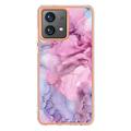 Motorola Moto G84 Marble Pattern Galvanoitu TPU-Suojakotelo - Sininen / Pinkki