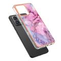 Motorola Moto G84 Marble Pattern Galvanoitu TPU-Suojakotelo - Sininen / Pinkki