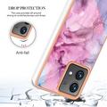 Motorola Moto G84 Marble Pattern Galvanoitu TPU-Suojakotelo - Sininen / Pinkki