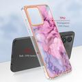 Motorola Moto G84 Marble Pattern Galvanoitu TPU-Suojakotelo - Sininen / Pinkki