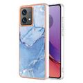 Motorola Moto G84 Marble Pattern Galvanoitu TPU-Suojakotelo - Sininen