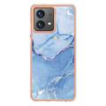 Motorola Moto G84 Marble Pattern Galvanoitu TPU-Suojakotelo - Sininen