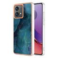 Motorola Moto G84 Marble Pattern Galvanoitu TPU-Suojakotelo - Vihreä