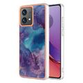 Motorola Moto G84 Marble Pattern Galvanoitu TPU-Suojakotelo - Violetti