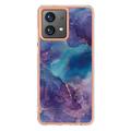 Motorola Moto G84 Marble Pattern Galvanoitu TPU-Suojakotelo - Violetti