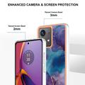 Motorola Moto G84 Marble Pattern Galvanoitu TPU-Suojakotelo - Violetti