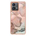 Motorola Moto G84 Marble Pattern Galvanoitu TPU-Suojakotelo - Pinkki