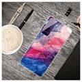 Marble Pattern Galvanoitu Samsung Galaxy S21 FE 5G TPU-Suojakotelo - Sininen / Pinkki