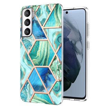 Marble Pattern Galvanoitu Samsung Galaxy S21 FE 5G TPU-Suojakotelo