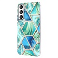 Marble Pattern Galvanoitu Samsung Galaxy S21 FE 5G TPU-Suojakotelo