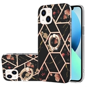 iPhone 15 Marble Pattern IMD TPU-Suojakuori Rengaspidikkeellä