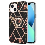 iPhone 15 Marble Pattern IMD TPU-Suojakuori Rengaspidikkeellä