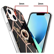 iPhone 15 Marble Pattern IMD TPU-Suojakuori Rengaspidikkeellä