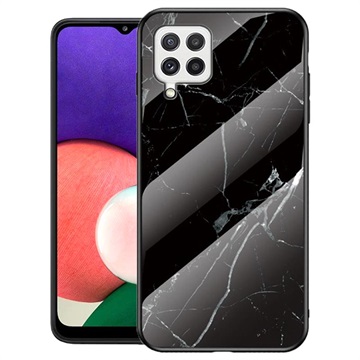 Marble Series Samsung Galaxy A22 4G Panssarilasi - 9Hnen Kotelo - Musta